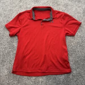 Under Armour Shirt Mens Large Red Polo‎ Golf Performance 100% Polyester Athletic